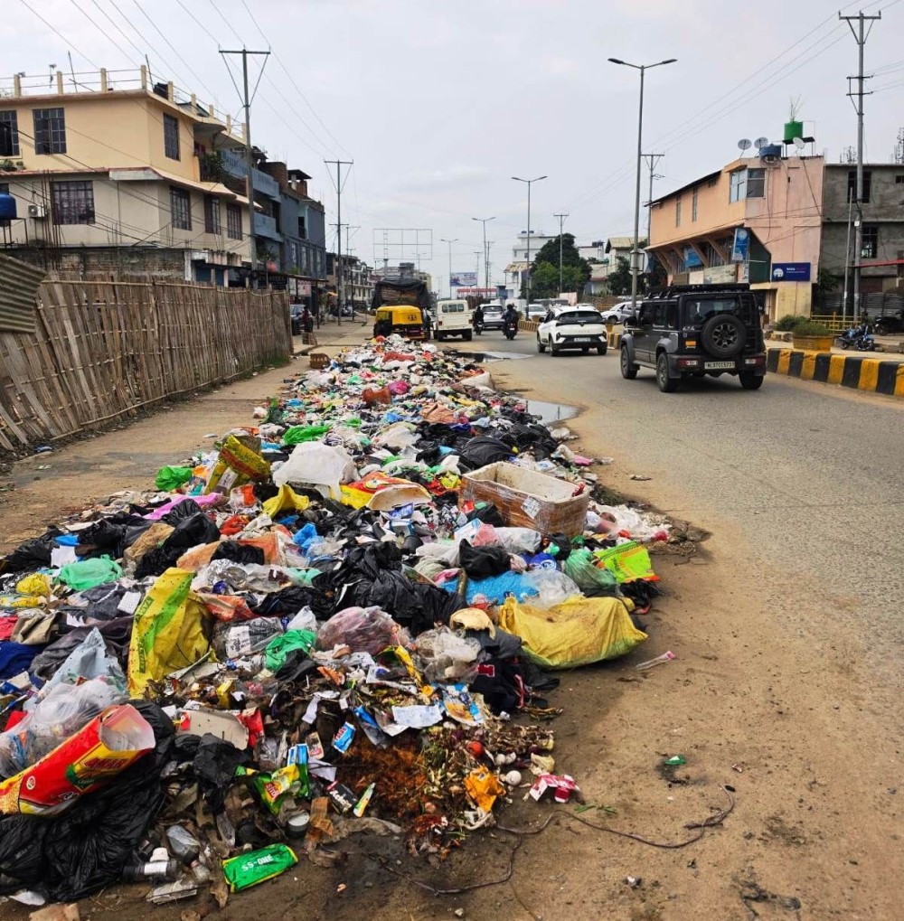 A huge pile of garbage in the middle of the city and along the National Highway in East Dimapur. (Photo Courtesy: Tribal Council, Purana Bazar, East Dimapur)
